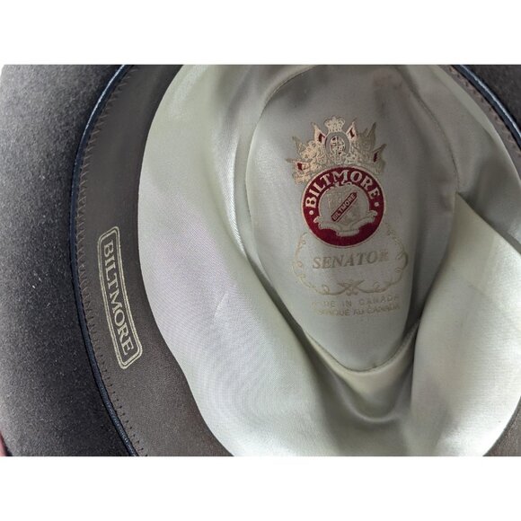 Vintage BILTMORE Senator Walnut brown wool hat, Small 55 - 6 7/8 classic fedora - Picture 9 of 10